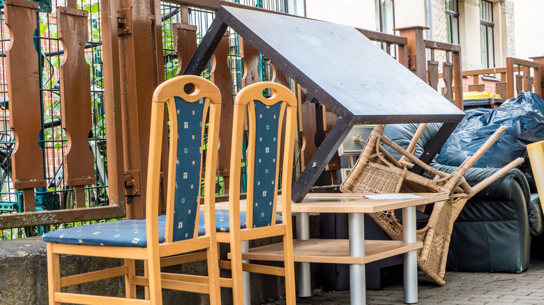 Abandoned table with chairs 