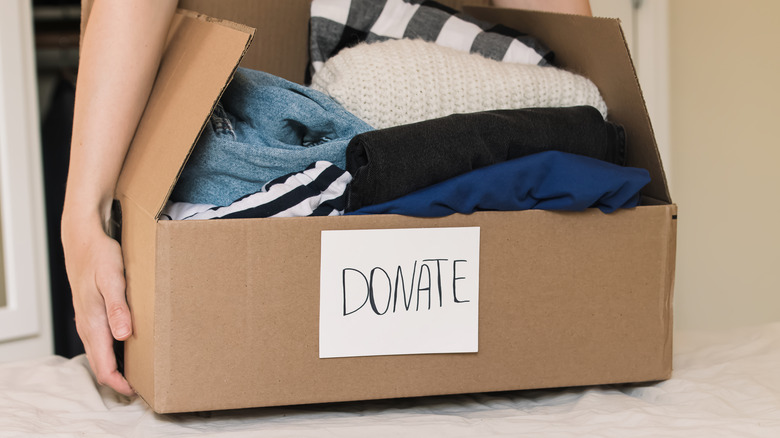 Clothes in donation box