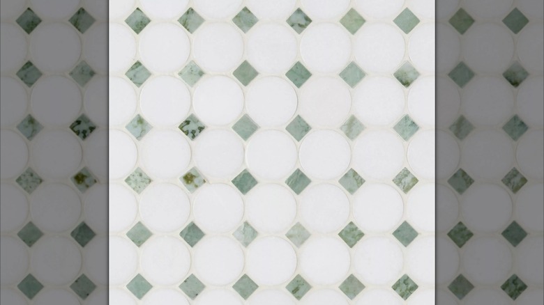 Maverick Green Thassos polished mosaic