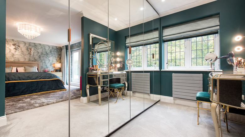 mirror closet doors in fancy bedroom