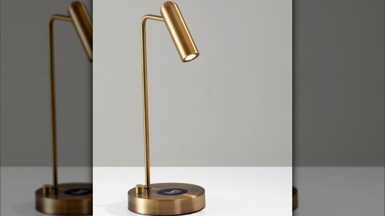 brass lamp with phone charger