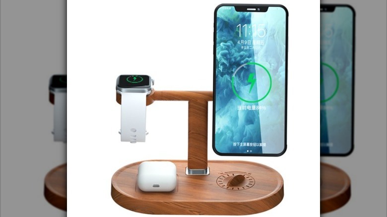 faux wood multi-device charger