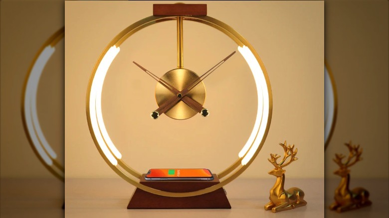 LED golden clock with charger