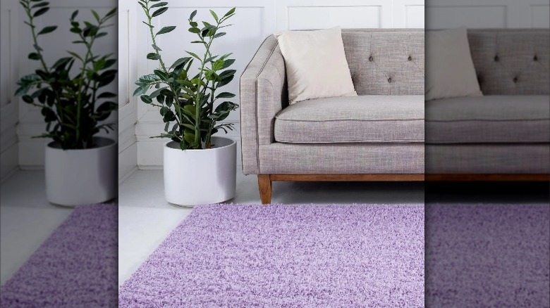 purple area shag rug