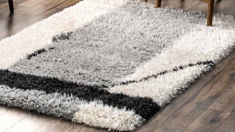 stripe on small shag rug