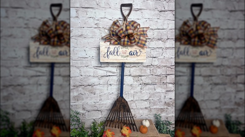 rusty rake autumn home decor 