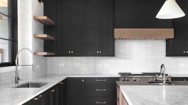 View of kitchen backsplash