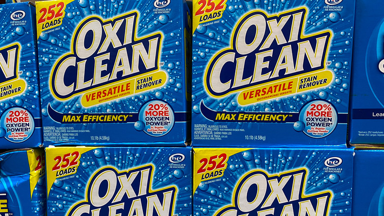 OxiClean boxes in a supermarket