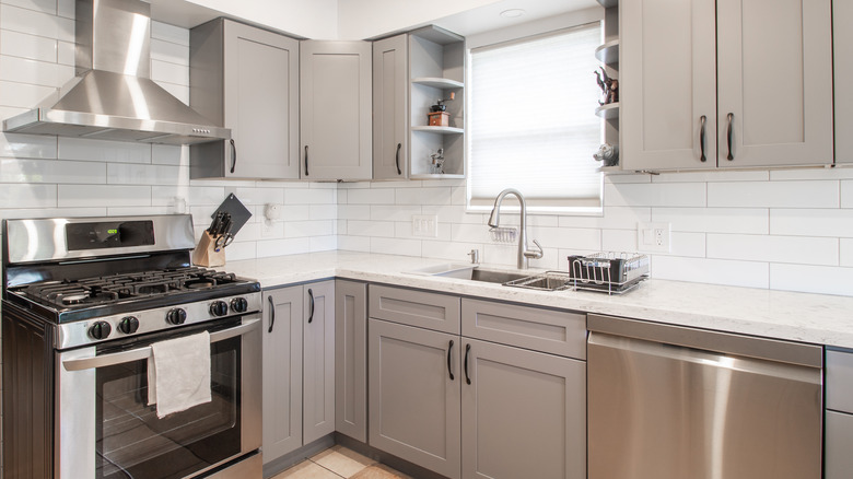 Kitchen with stainless steel appliances