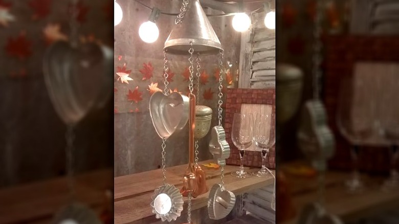 Wind chime made with kitchenware