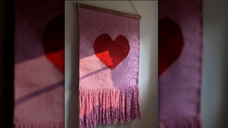 pink and red heart tapestry