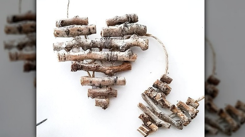 Hearts made with twigs 