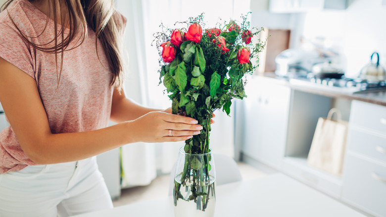 wilted flowers in vase