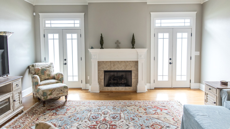 living room with fireplace 