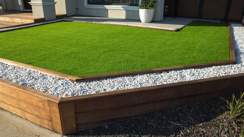 piece of artificial turf lawn