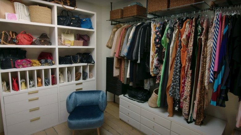 colorful walk-in closet