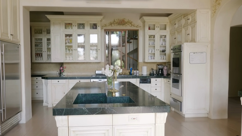 white kitchen with island