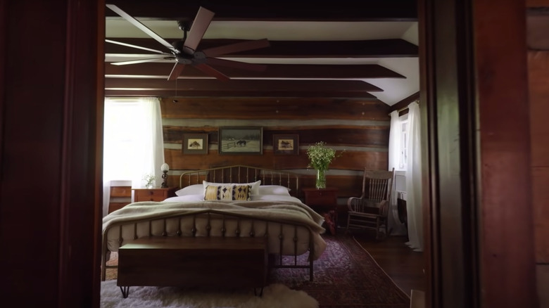 cozy log cabin bedroom