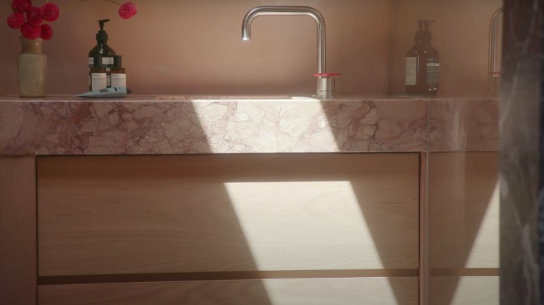 troye sivan pink marble bathroom