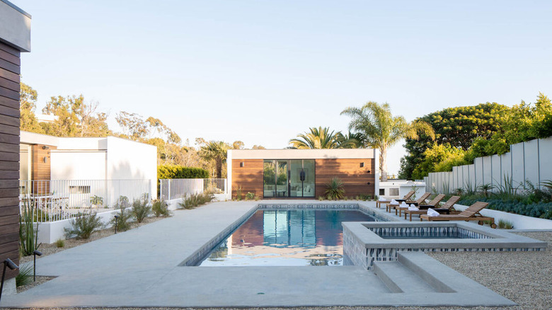 Backyard pool of Malibu mansion