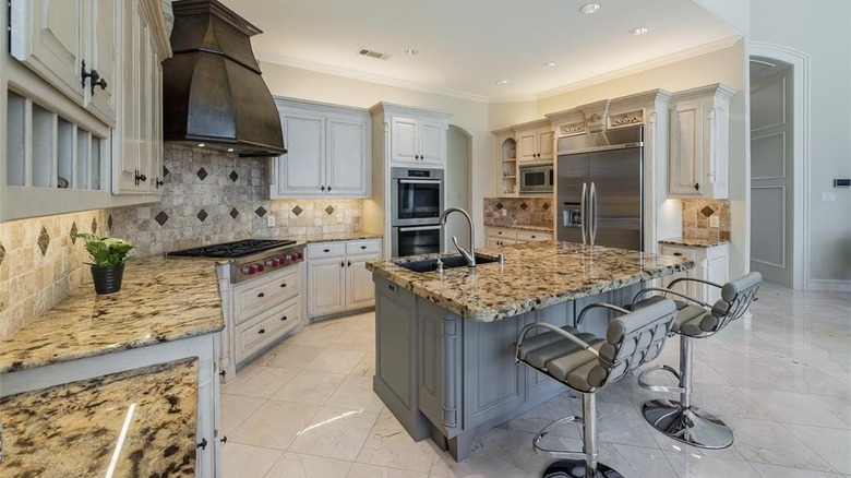 kitchen with marble countertops