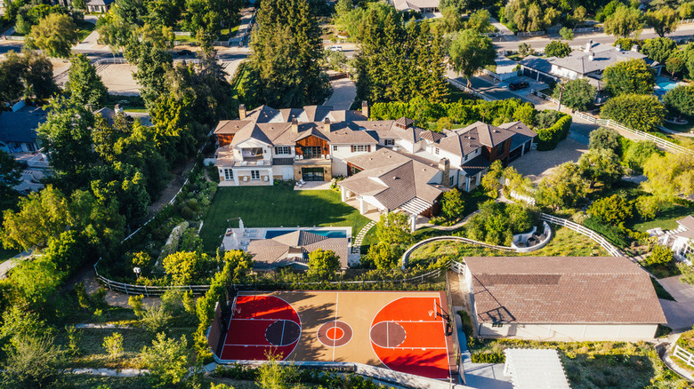 aerial view of backyard