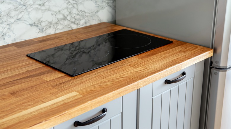 butcher block countertops in kitchen