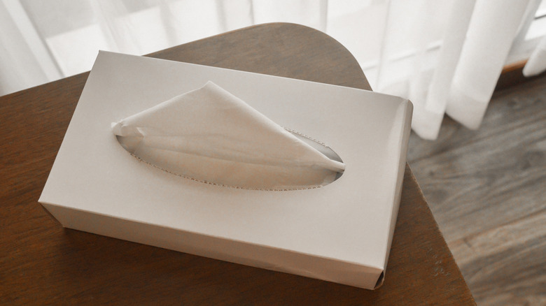 plain tissue box on table