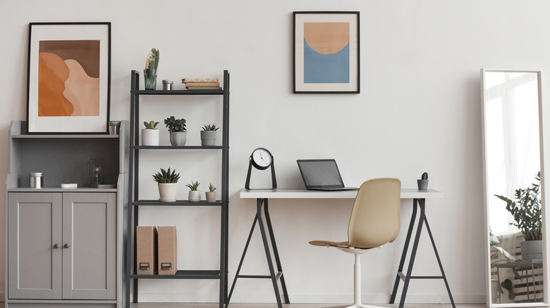 Home office with wall art