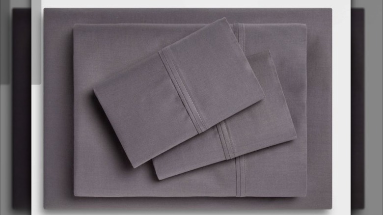 gray-purple folded sheet set