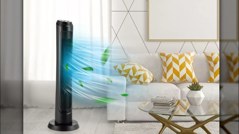 Fan blowing on coffee table