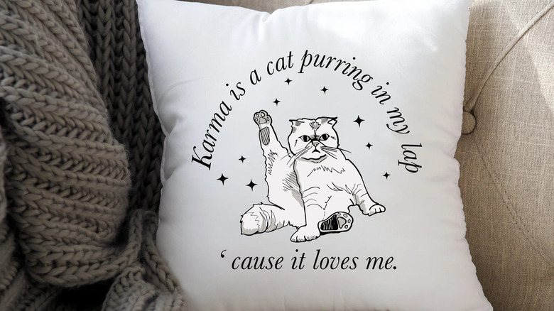 karma is a cat pillow