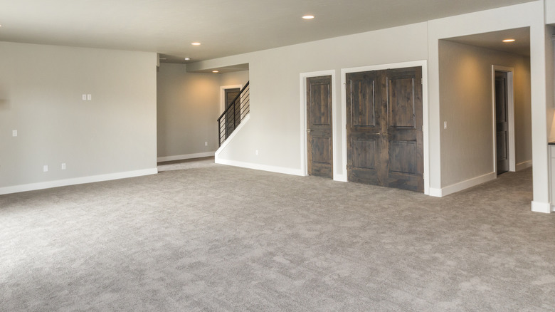 Carpeted finished basement