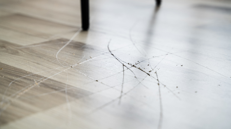 Laminate flooring with deep scratches