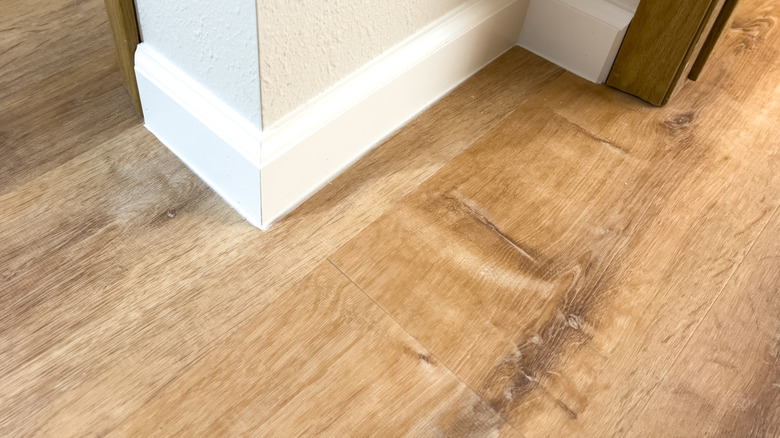 Shot of vinyl floors around a wall