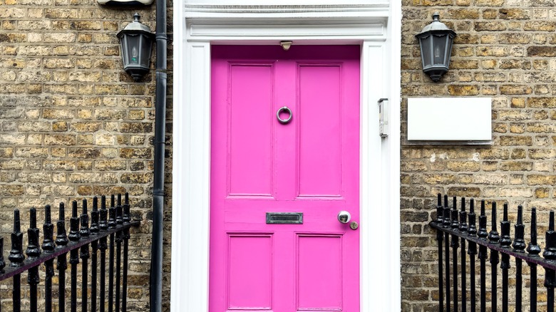 A hot pink front door 