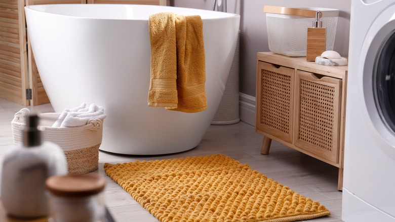 Vibrant towel and bath mat