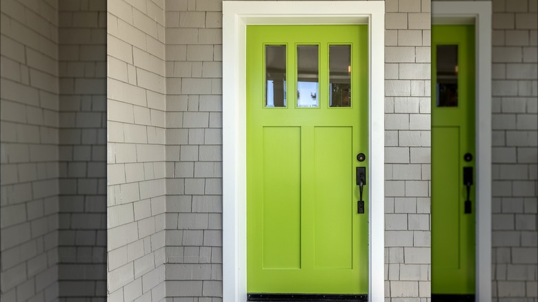 Neon green front door