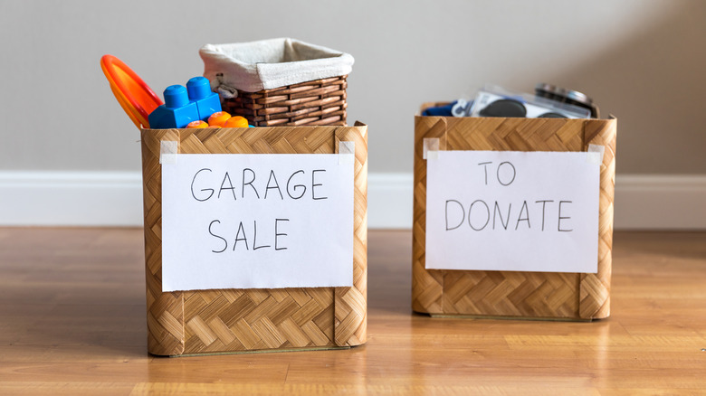 Boxes filled with decluttered items