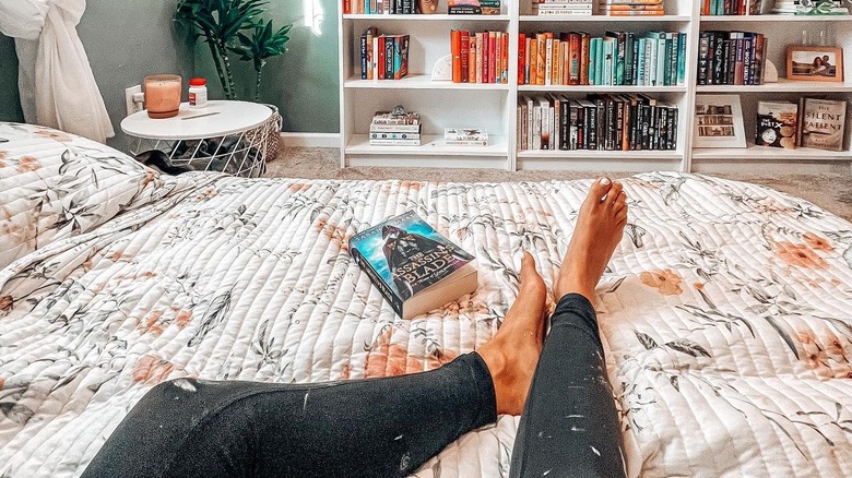 bookshelf in bedroom