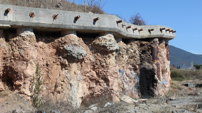 retaining wall destroyed