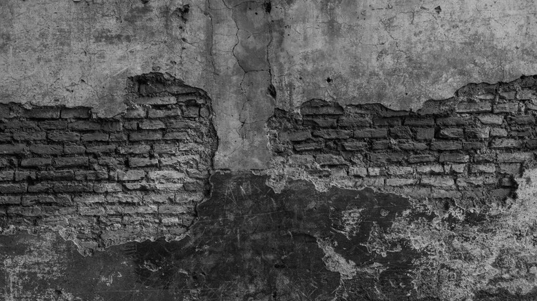 Eroded and uneven brick wall