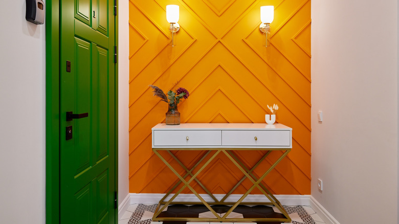 Orange walls with unique diamond pattern