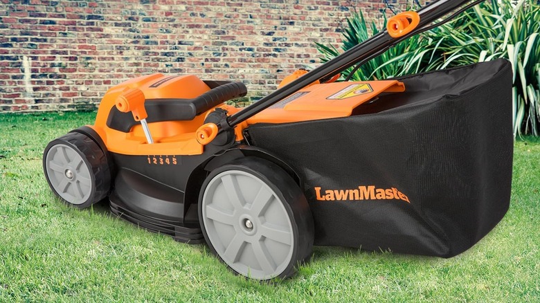 LawnMaster mower on grass