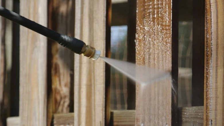 pressure washing fence