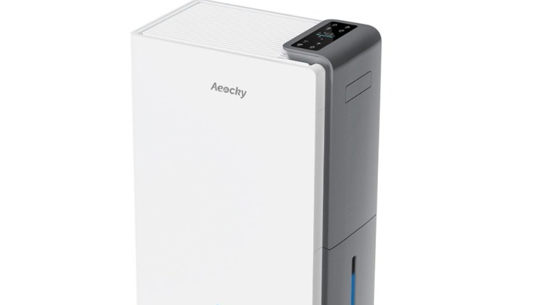 A white Aeocky dehumidifier