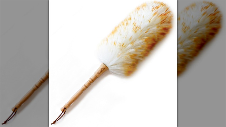 A product photo of a lambswool duster