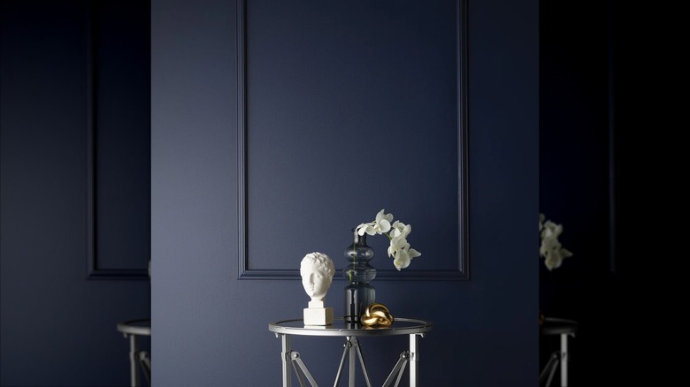 Deep navy blue paint on wall