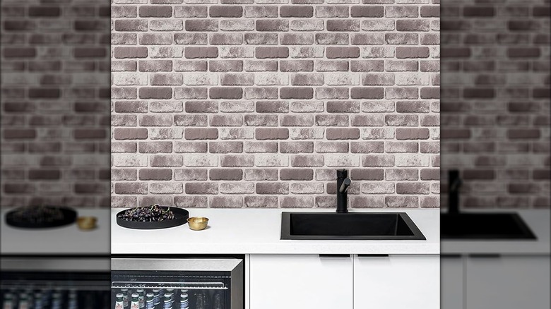 Brick peel and stick tile for kitchen backplash