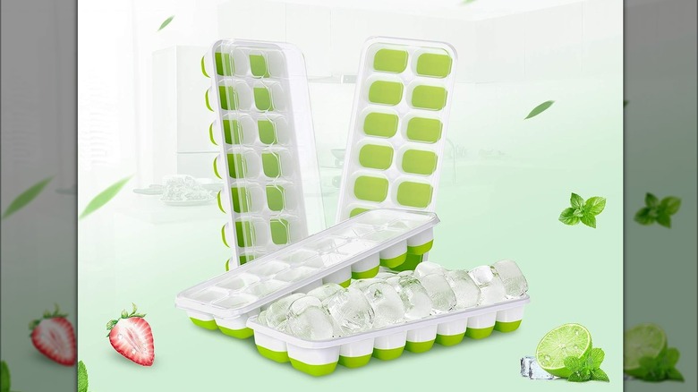 Green silicone ice cube trays